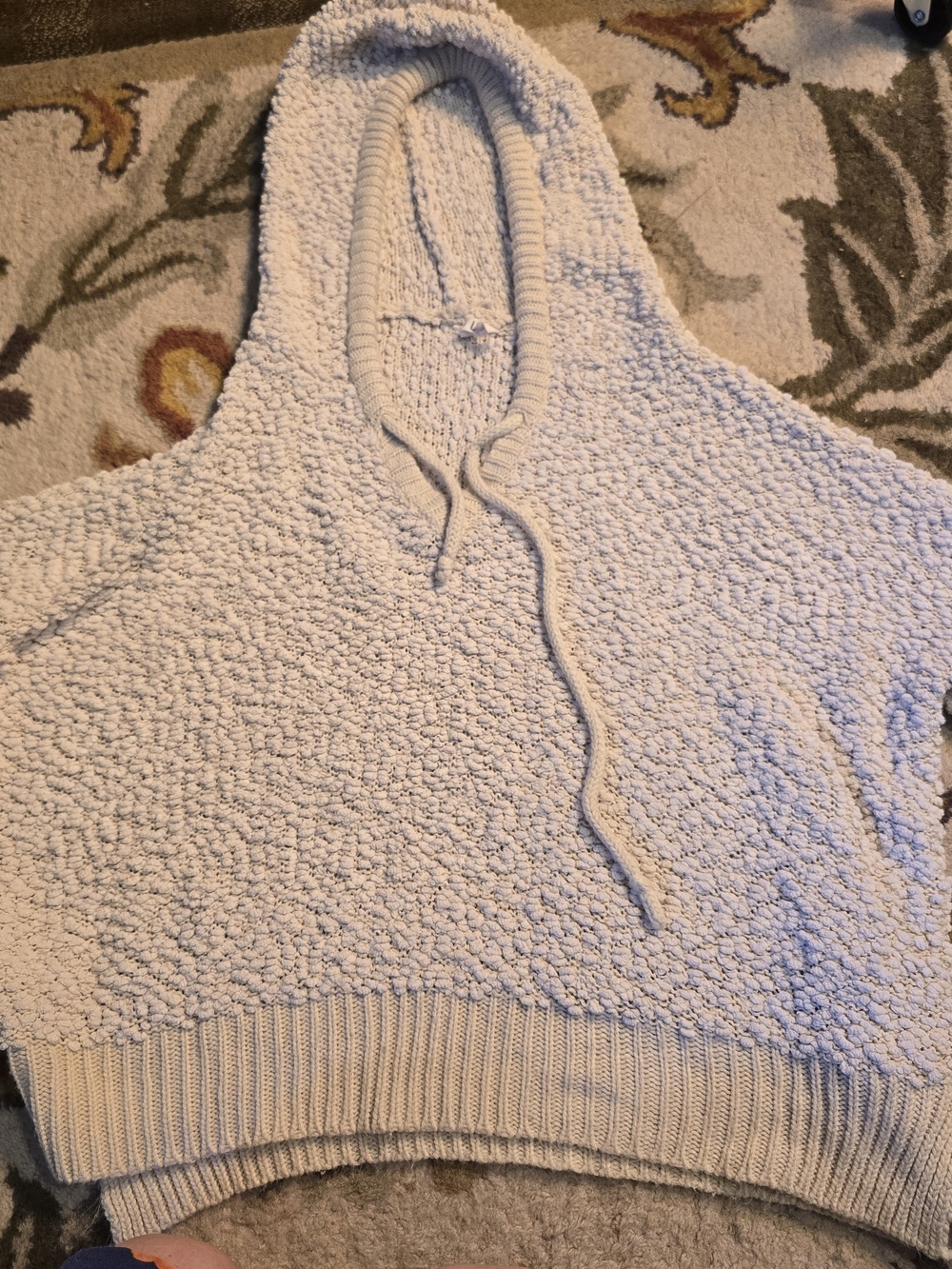 POL Cream Popcorn Knit Hooded Tank